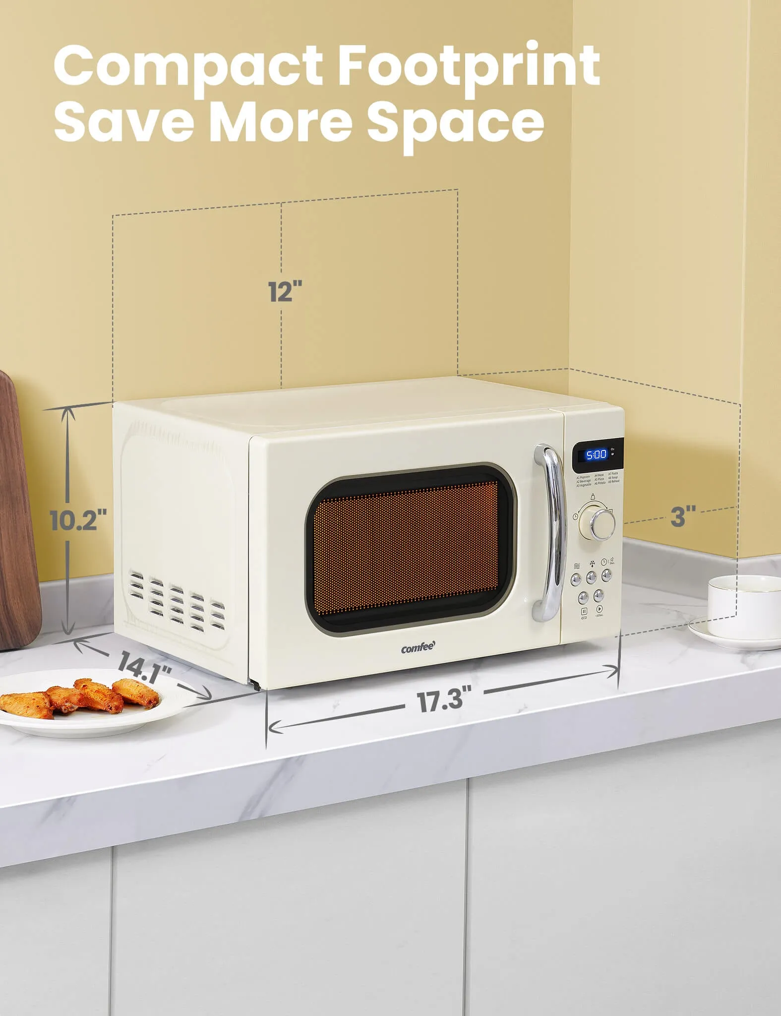 0.7 Cu.ft Retro Microwave Oven - Cream