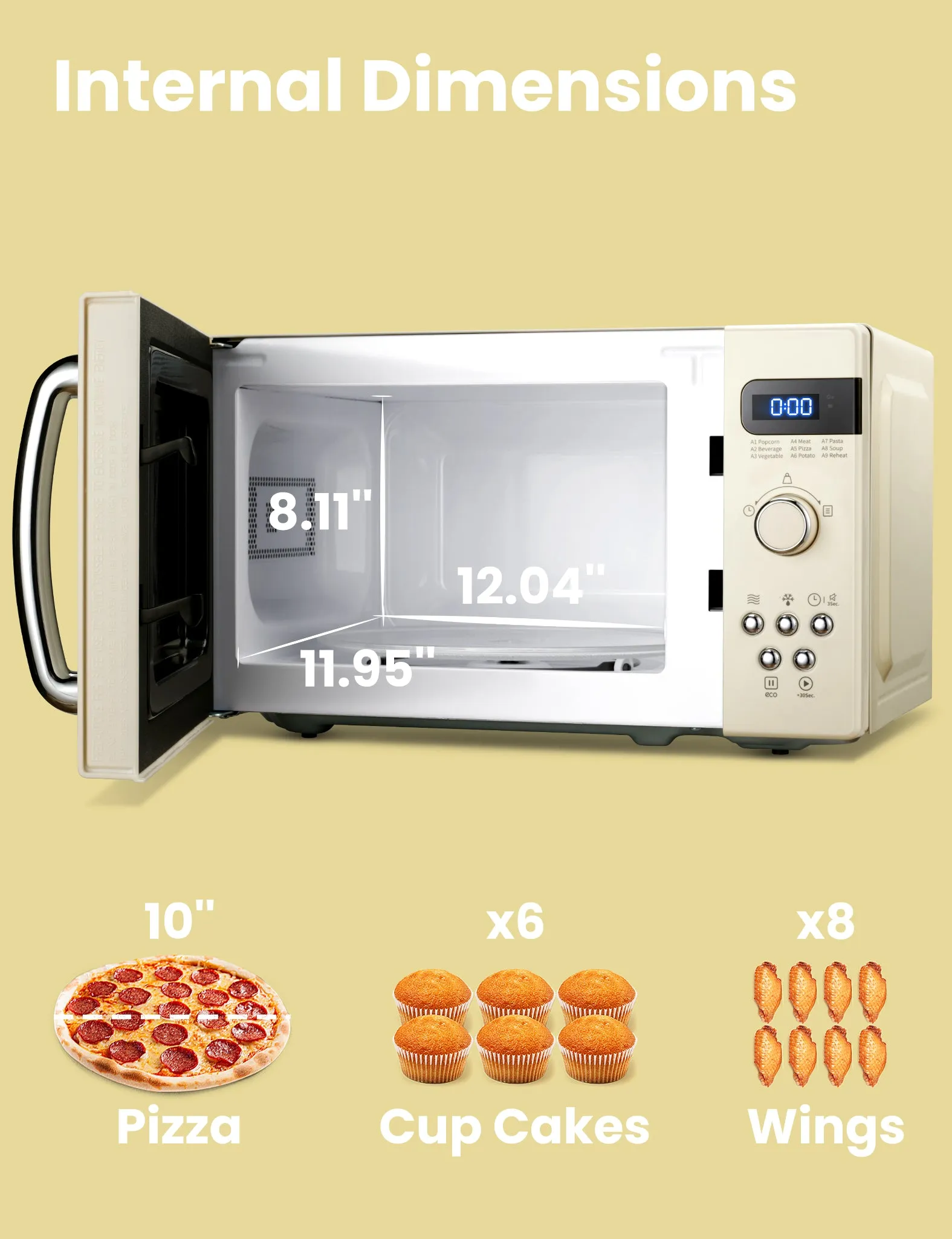 0.7 Cu.ft Retro Microwave Oven - Cream