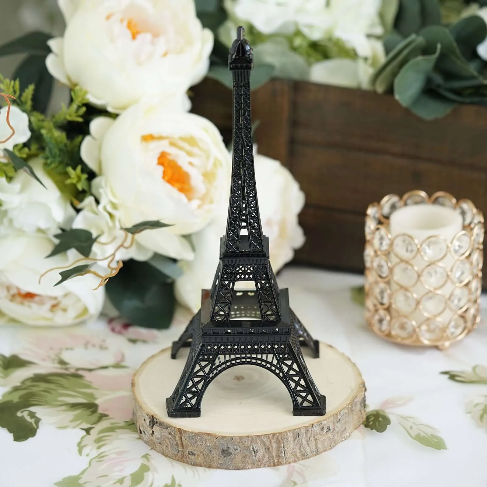 10" Black Metal Eiffel Tower Table Centerpiece, Decorative Cake Topper