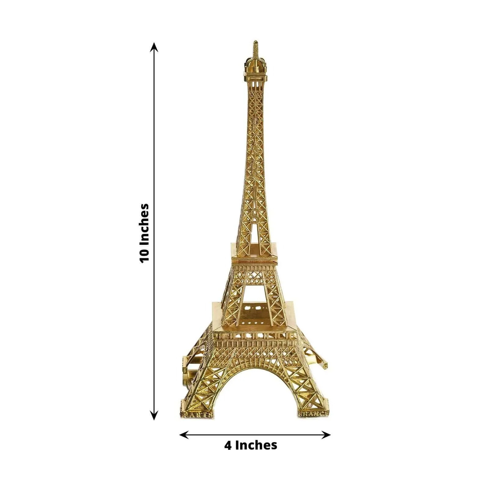 10" Gold Metal Eiffel Tower Table Centerpiece, Decorative Cake Topper