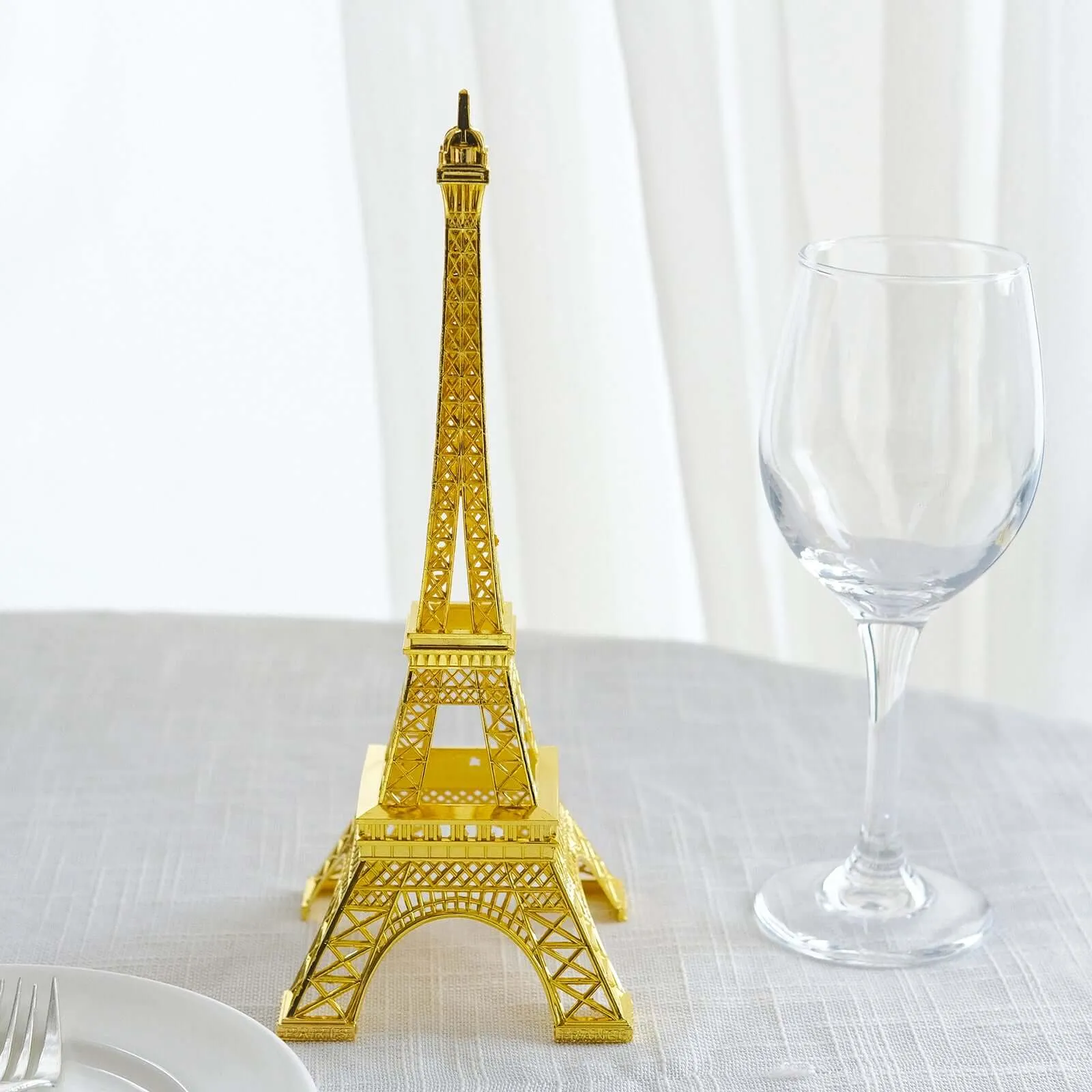 10" Gold Metal Eiffel Tower Table Centerpiece, Decorative Cake Topper