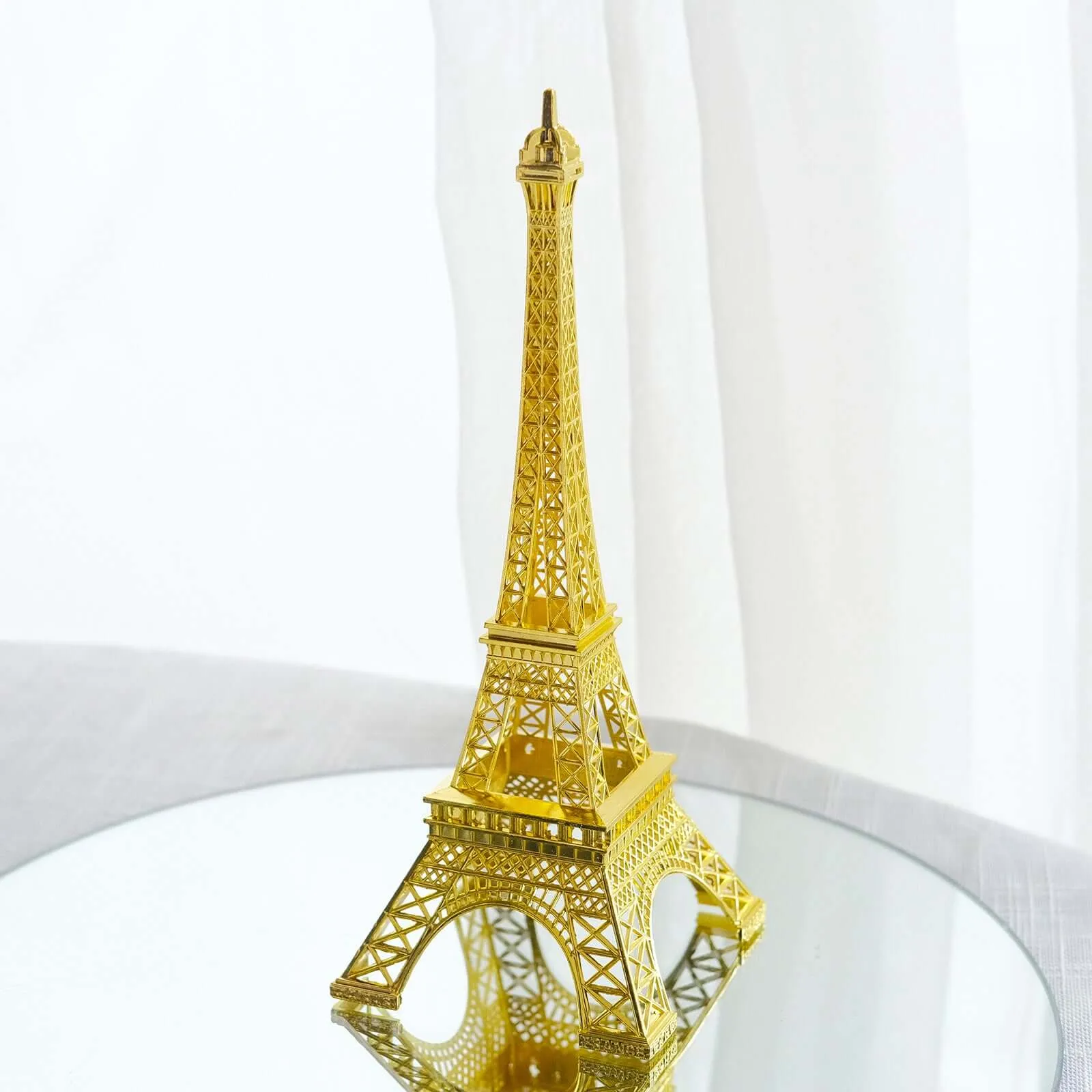 10" Gold Metal Eiffel Tower Table Centerpiece, Decorative Cake Topper