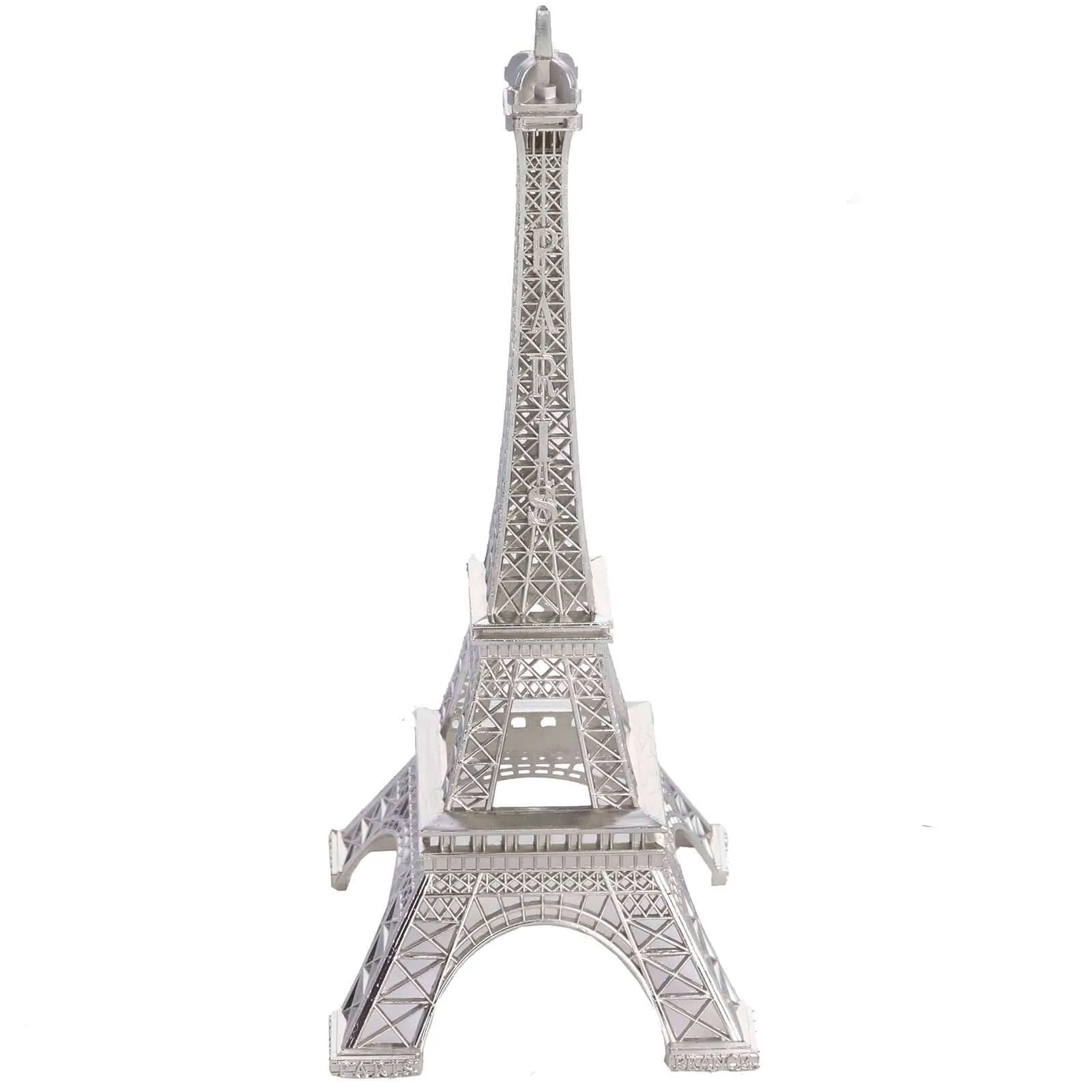 10" Silver Metal Eiffel Tower Table Centerpiece, Decorative Cake Topper