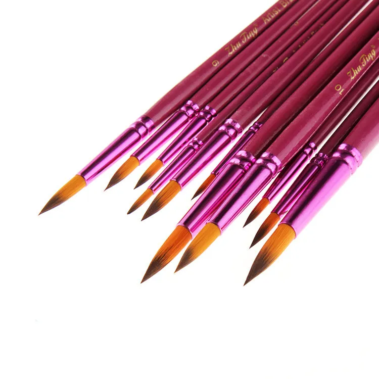 12 Purple Rod Double Color Nylon Wool Watercolor Pens Set Art Paint Brushes