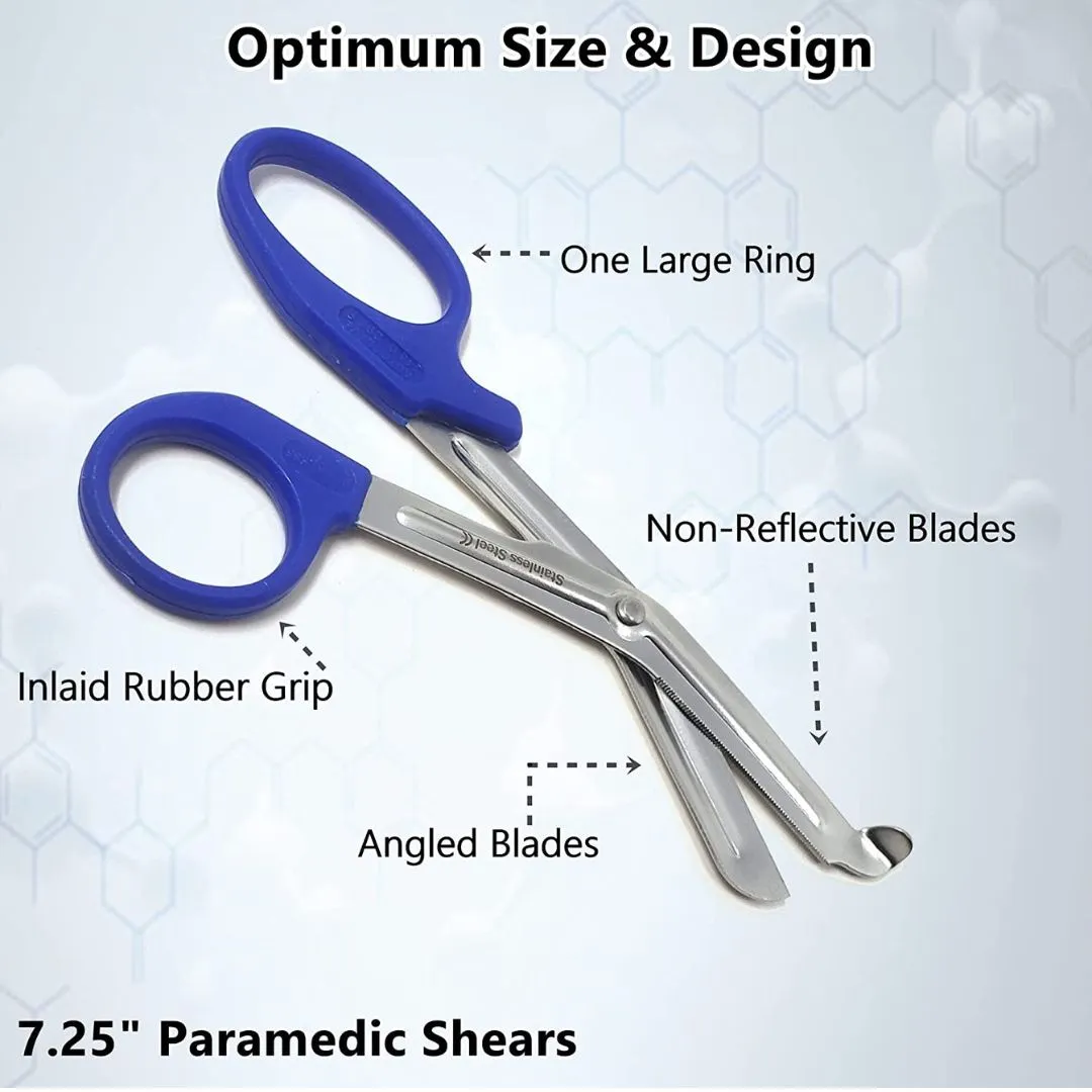 12/Pack Navy Blue Handle Trauma Shears 7.25" Stainless Steel Scissors for Paramedics, EMT, Nurses, Firefighters   More