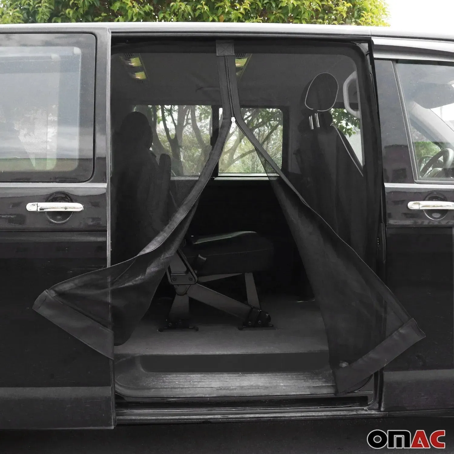 1980-1991 VW Vanagon Mosquito Net Bug Magnetic Screen Sliding Door Black 1Pc