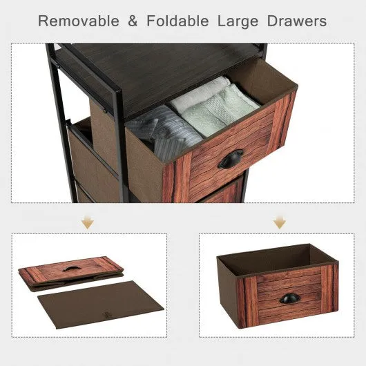 3 Drawer Fabric Dresser Storage Tower Nightstand