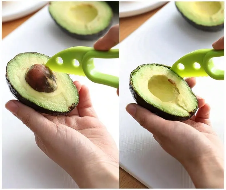 3-in-1 Avocado Slicer Shea Corer Butter Fruit Peeler Cutter Pulp Separator Plastic Knife Kitchen Vegetable Tools Home Accessory