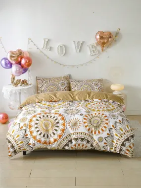 3-Piece Mandala Pattern Polyester Bedding Set - Complete Your Bedroom with Style and Elegance