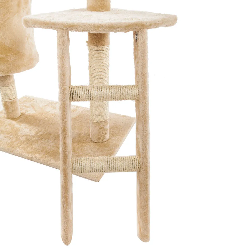 60" Solid, Cute Sisal Rope, Plush Cat Climb Tree Cat Tower