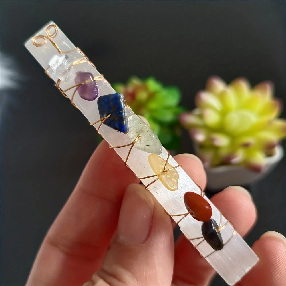 7 Chakra Crystal Amethyst Quartz Stone Home Decor Wand