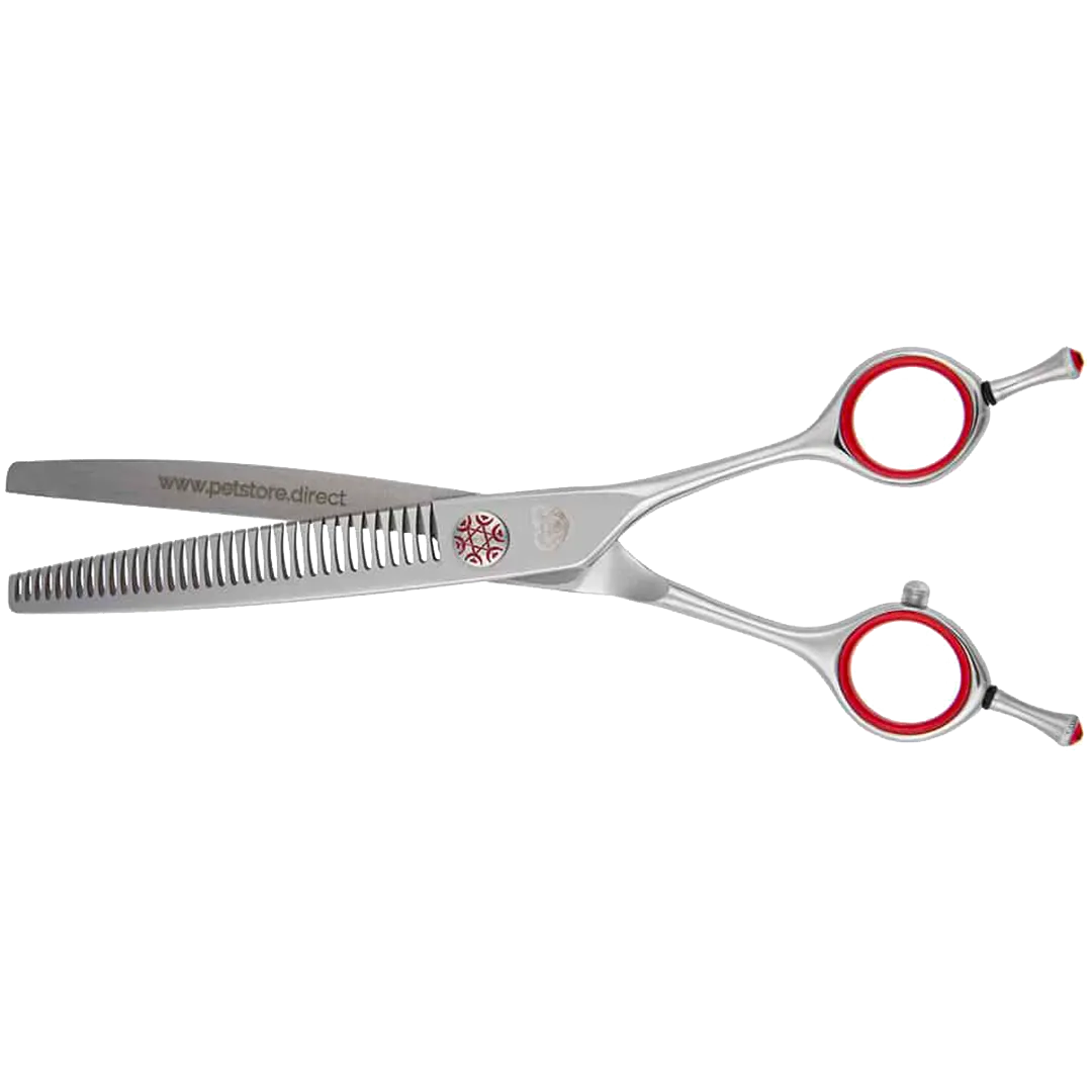 7.0" 35T Curved Red Chunker Shears by PetStore.Direct