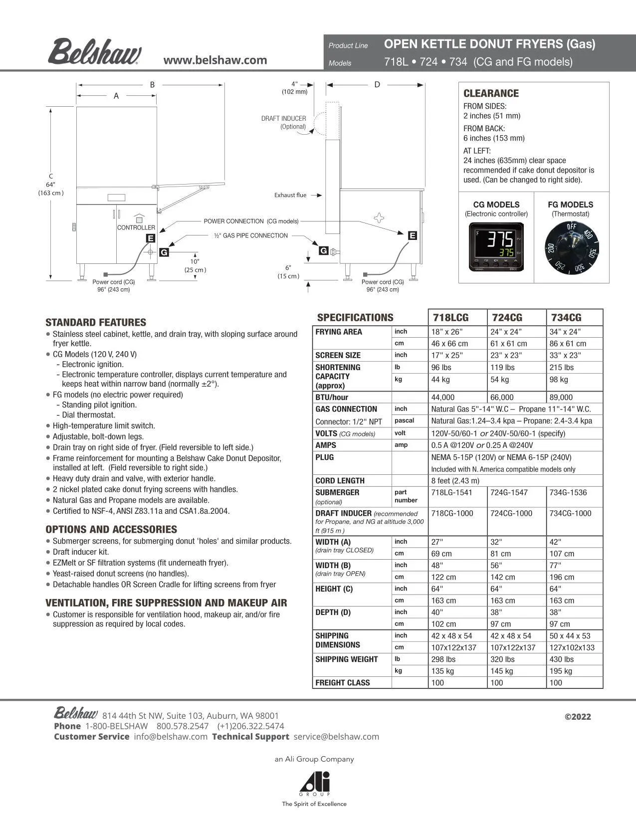 734CG Donut Fryer Natural Gas Electronic Controller 120V