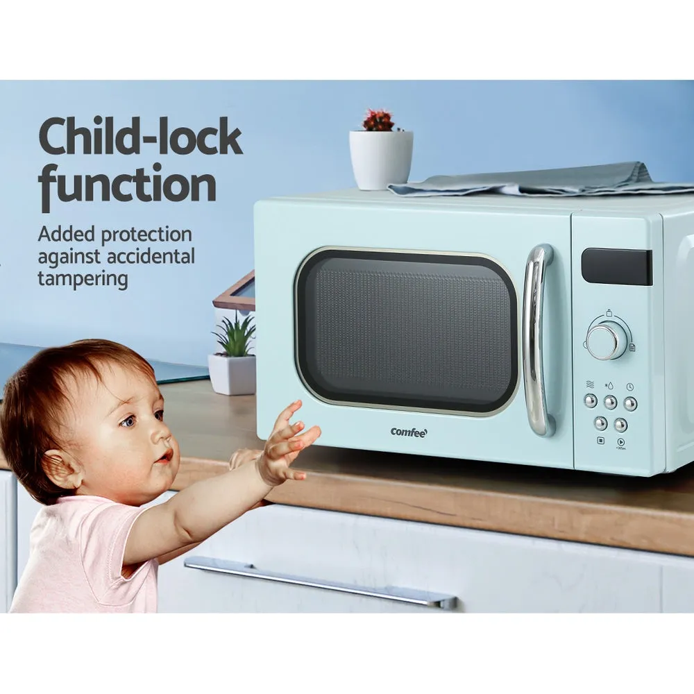 800W Retro Green 20L Microwave Oven with Child Lock by Comfee