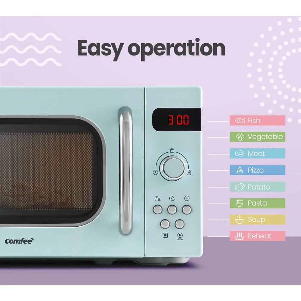 800W Retro Green 20L Microwave Oven with Child Lock by Comfee