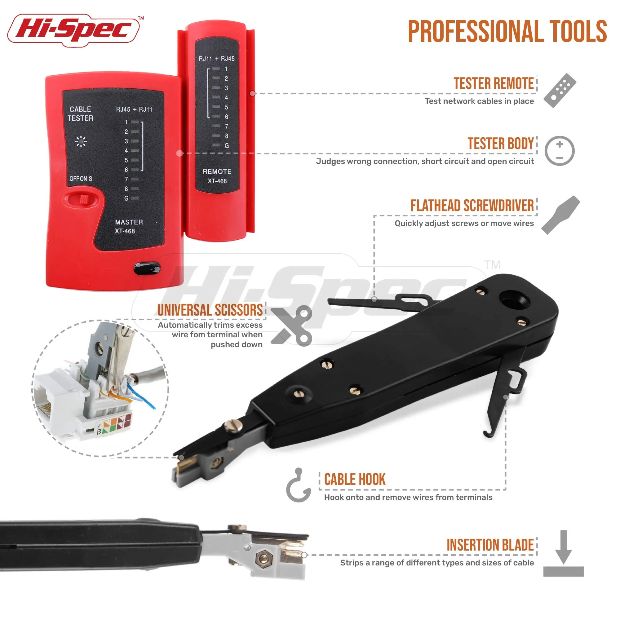 9pc Computer Network Cable Tester Tool Kit Set. Includes Crimper, Punchdown and Coax Stripper