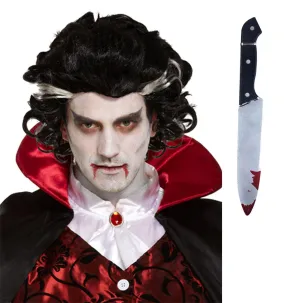 Adults Vampire Wig 130g with Fake Blooded Knife 31 Cm Halloween Spooky Scary Fancy Dress 2 Pcs Set