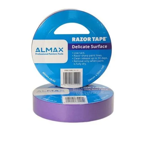 Almax Razor Low Tack Delicate Surface Masking Tape - 24mm x 50m