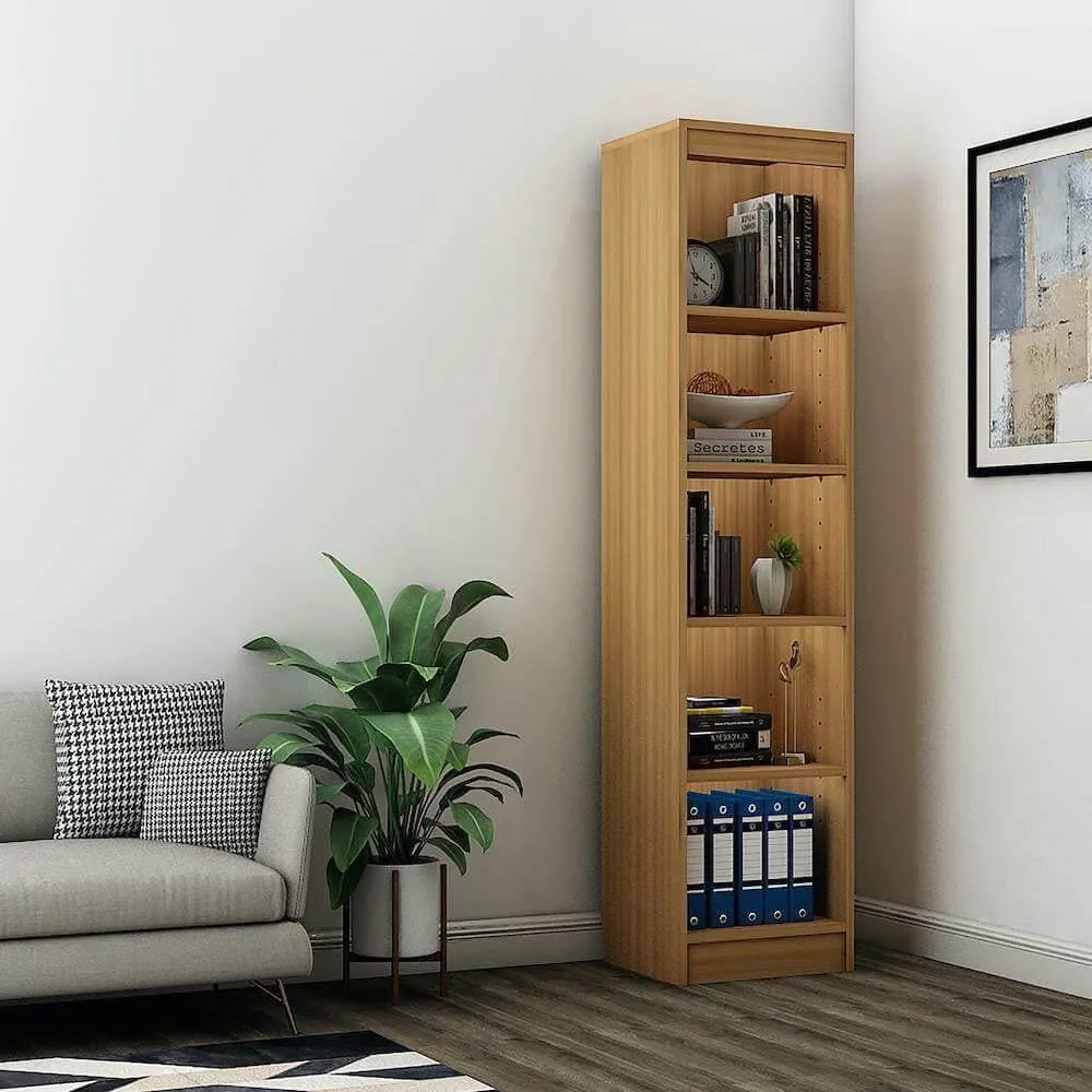 Alpha Bookshelf, 5 Rack Tower, 54" High, Misty Oak