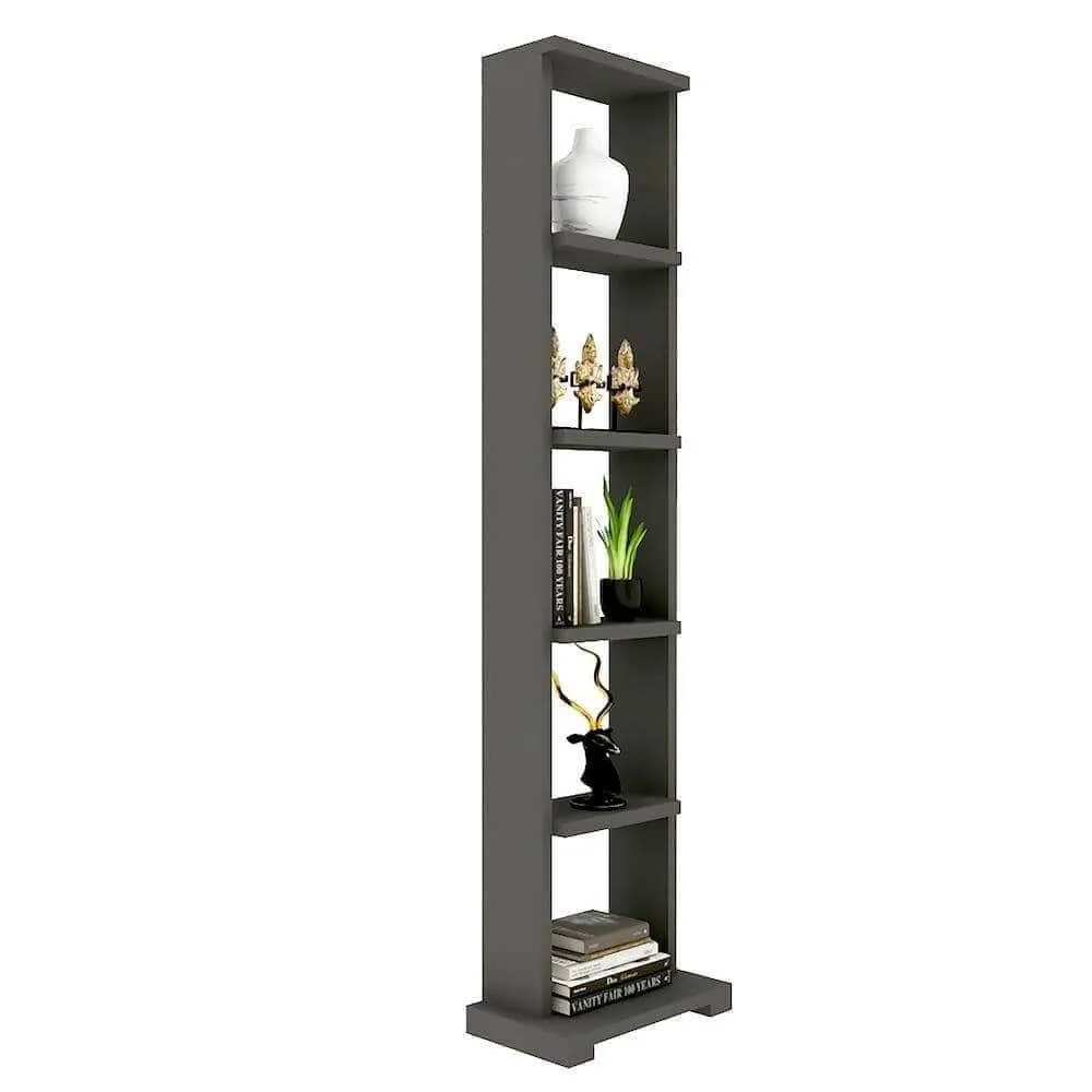 Alpha Lite Bookshelf, 5 shelves, 54 inch high, Slate Grey