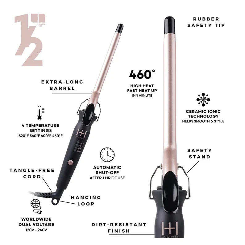 ANNIE HOT & HOTTER Extra Long Ceramic Tourmaline Curling Iron 1/2" #05887