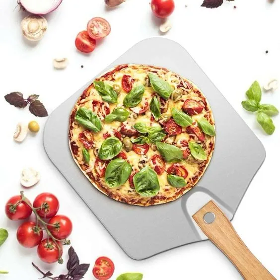 Anygleam 12*14 Inch Pizza Cutter and Shovel With Foldable Wooden Handle Bakeware Kitchen Tools Oxidation