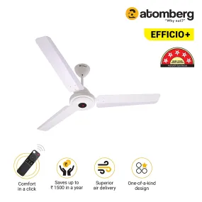 Atomberg Efficio  1200 mm BLDC Motor with Remote 3 Blade Ceiling Fan Pearl white