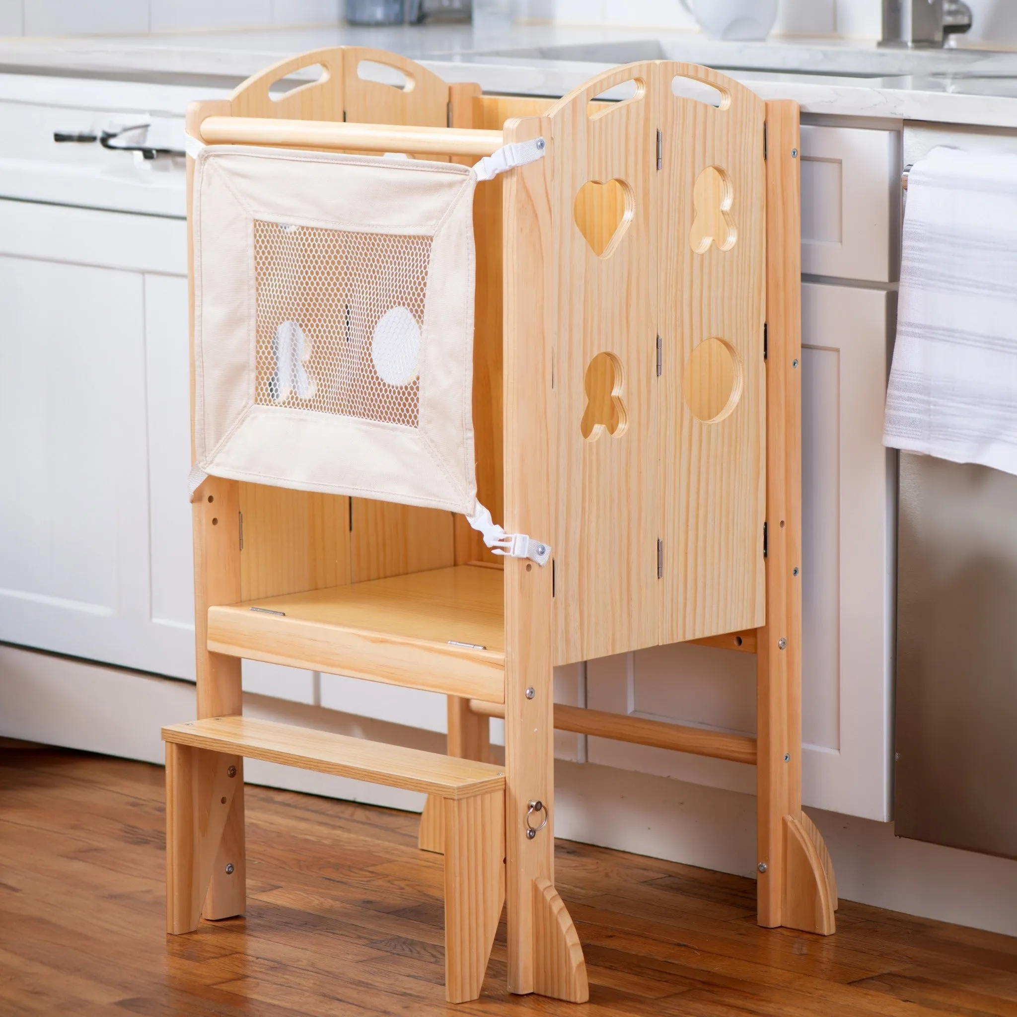 Avenlur Laurel - 4 in 1 Foldable Kitchen Tower, Step Stool, Chalkboard and Slide