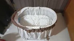 Baby Bassinet With Rocking Function And Mosquito Net - Brown