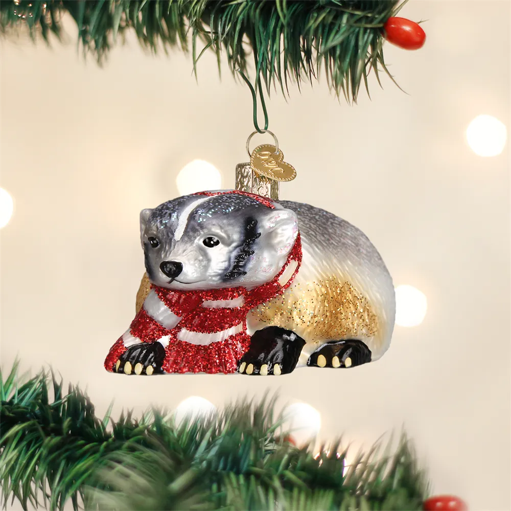 Badger with Scarf Ornament