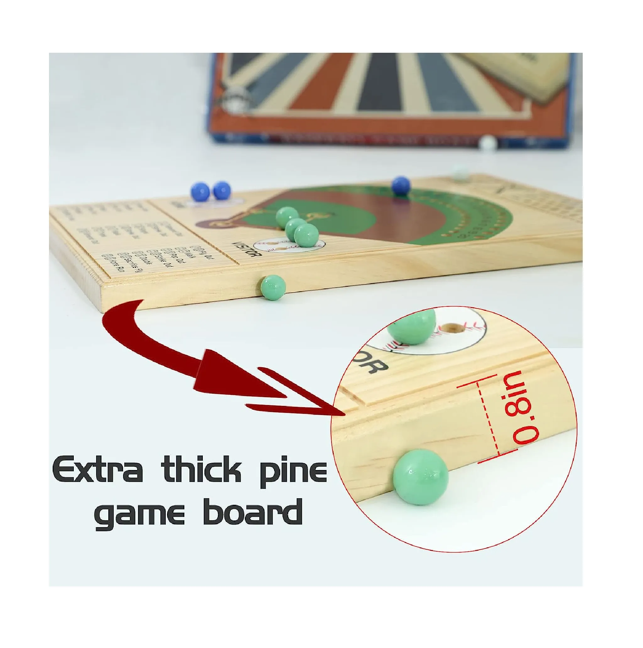 Baseball Dice Board Game Thick Solid Wood Dice and Marble Board Game Fun Color Pattern Double Battle Table Game for