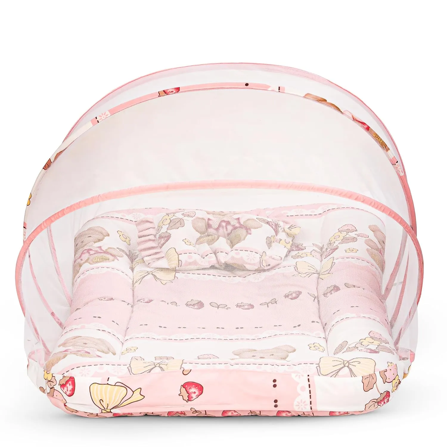 BAYBEE Baby Bedding Set for New Born Baby, Bed Mattress with Mosquito Net, Neck Pillow & 2 Bolsters Sleeping Nest Travel Bed for Baby Infant Toddler Bed Set for Baby