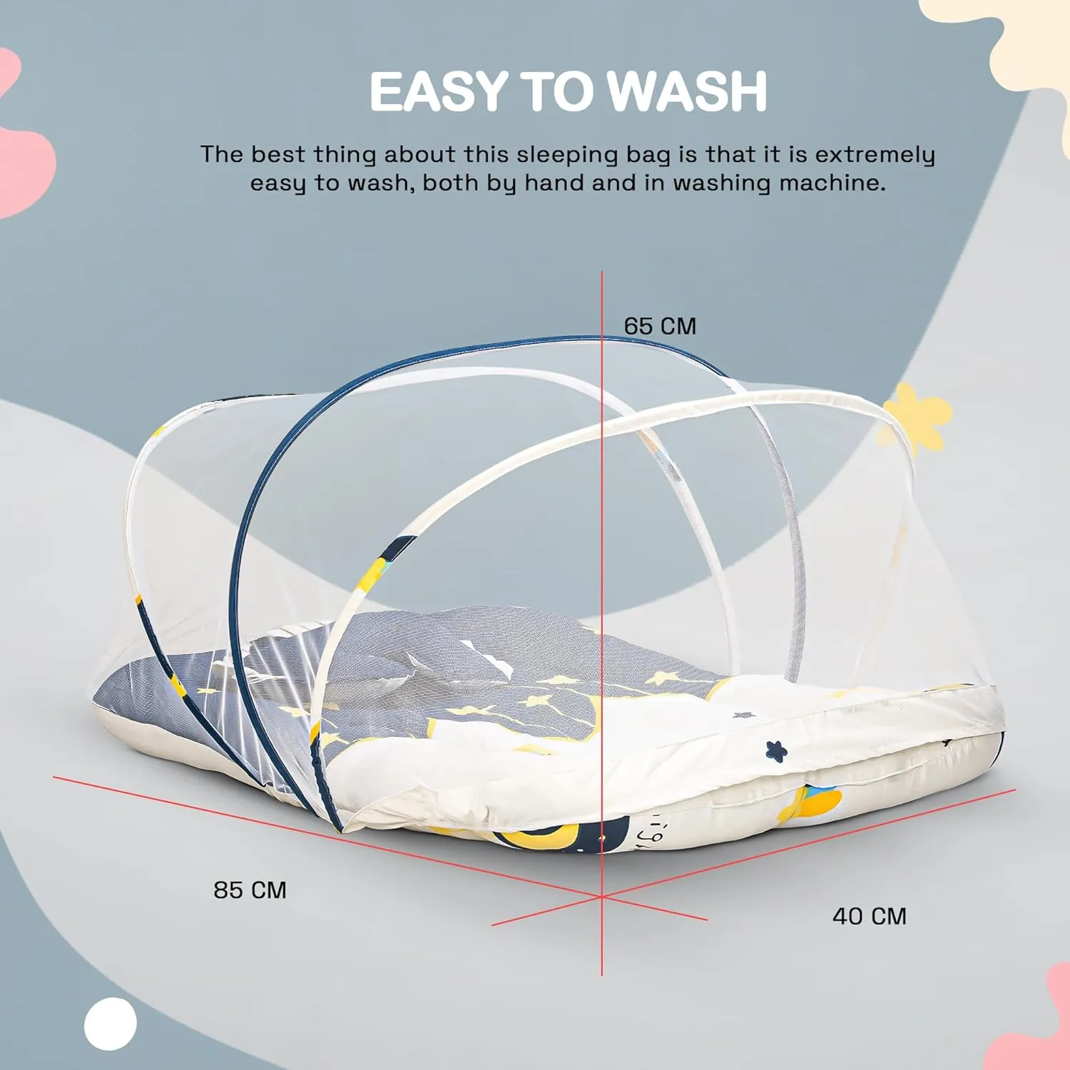 BAYBEE Baby Bedding Set for New Born Baby, Bed Mattress with Mosquito Net, Neck Pillow & 2 Bolsters Sleeping Nest Travel Bed for Baby Infant Toddler Bed Set for Baby