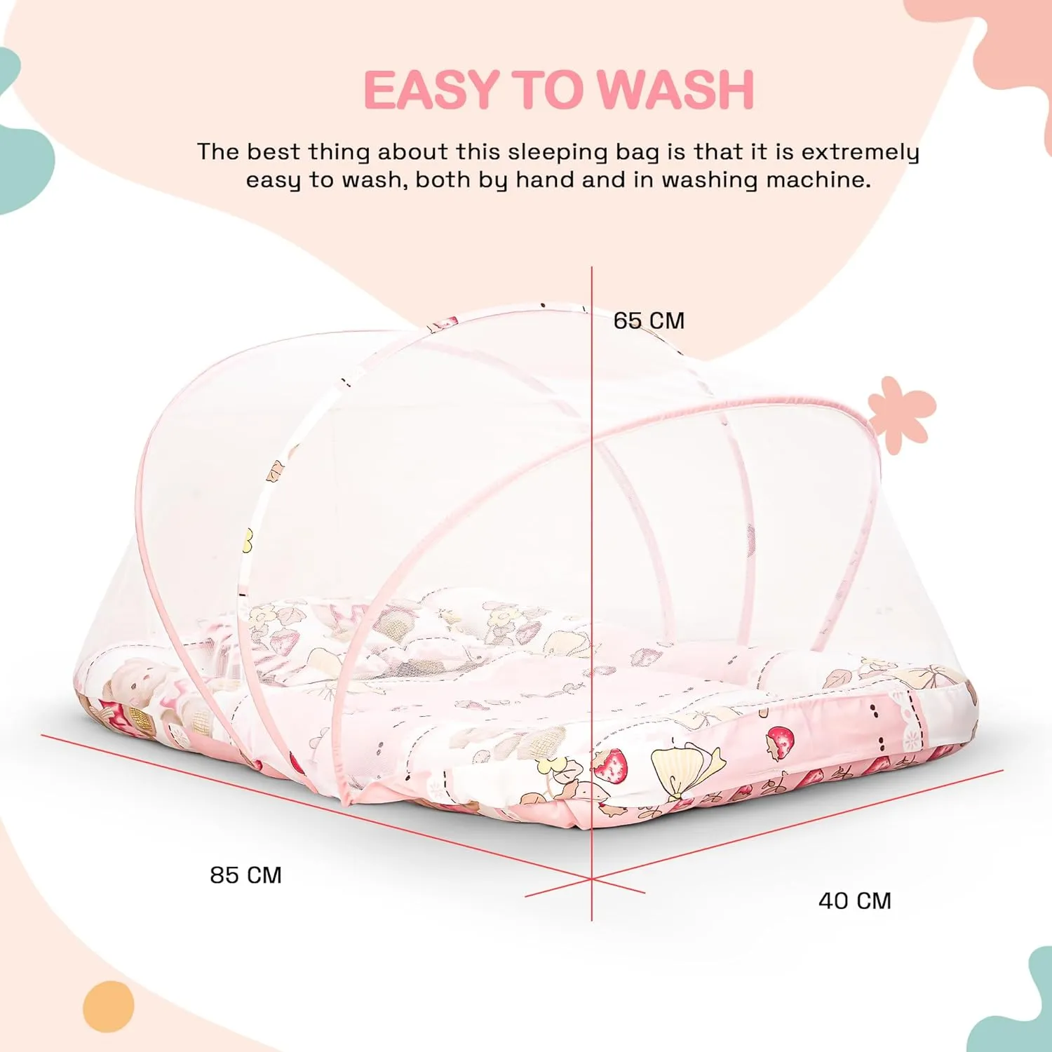 BAYBEE Baby Bedding Set for New Born Baby, Bed Mattress with Mosquito Net, Neck Pillow & 2 Bolsters Sleeping Nest Travel Bed for Baby Infant Toddler Bed Set for Baby