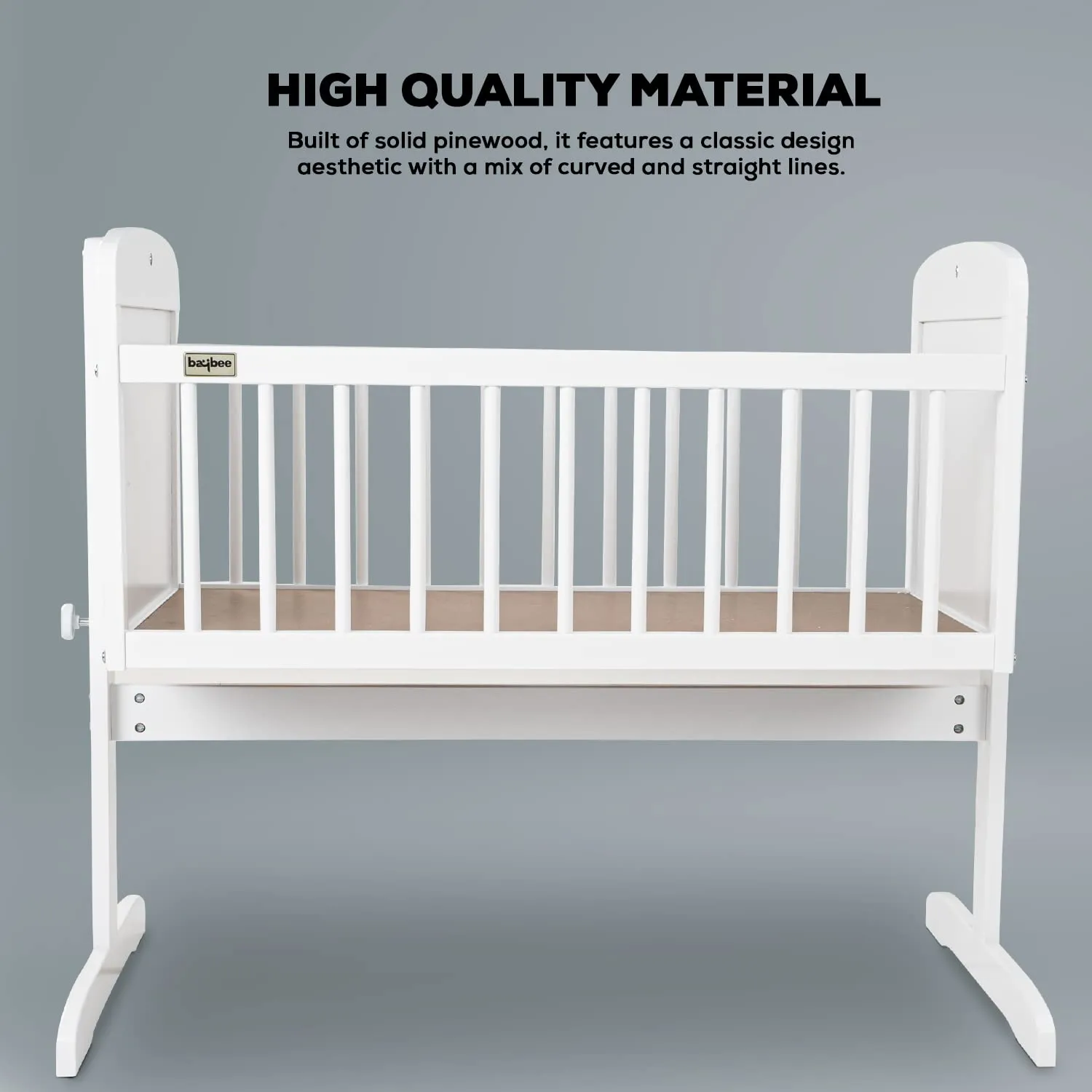 BAYBEE Lucenta Cradle for Baby with Adjustable Height, Baby Cot, Mosquito Net & Mattress