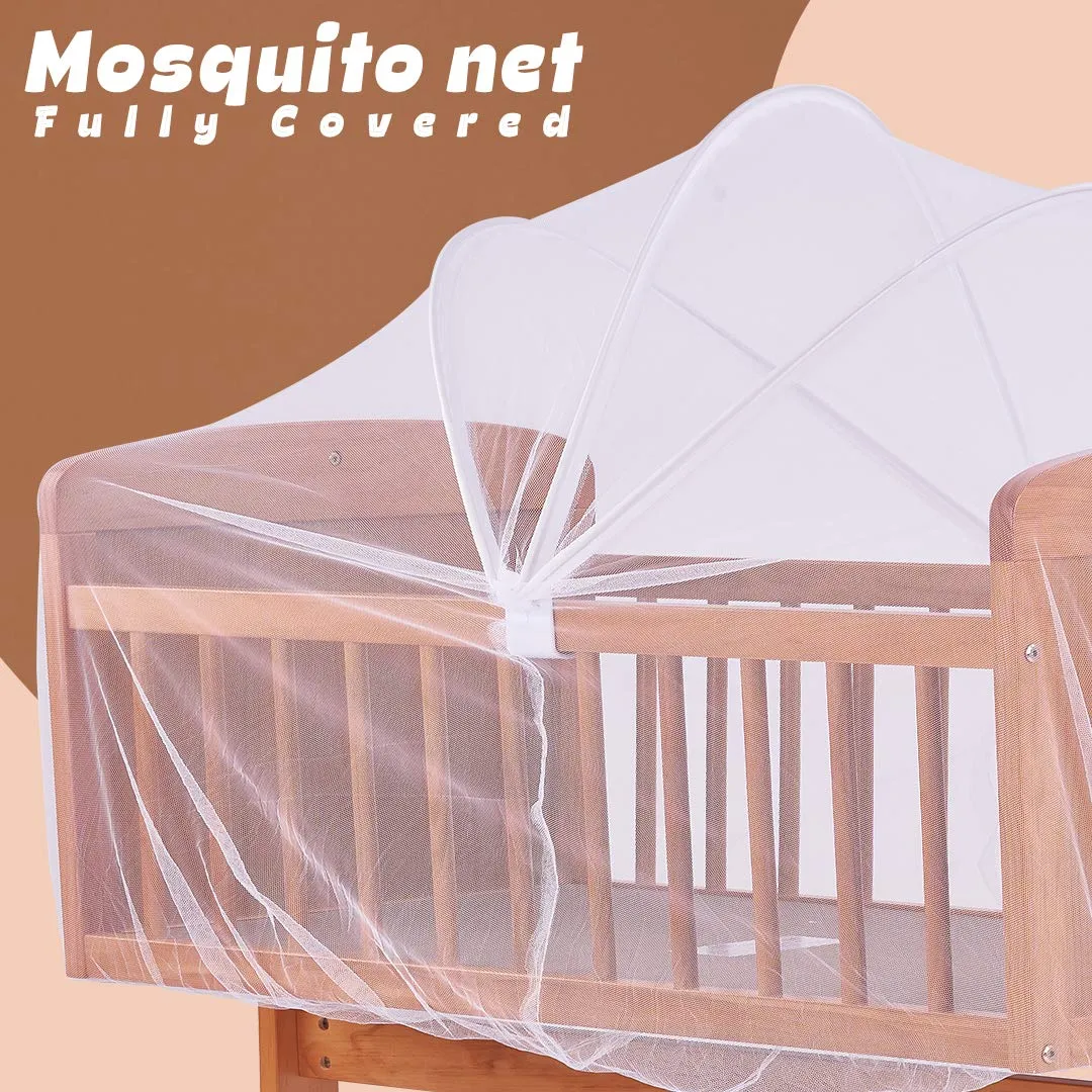 BAYBEE Lucenta Cradle for Baby with Adjustable Height, Baby Cot, Mosquito Net & Mattress