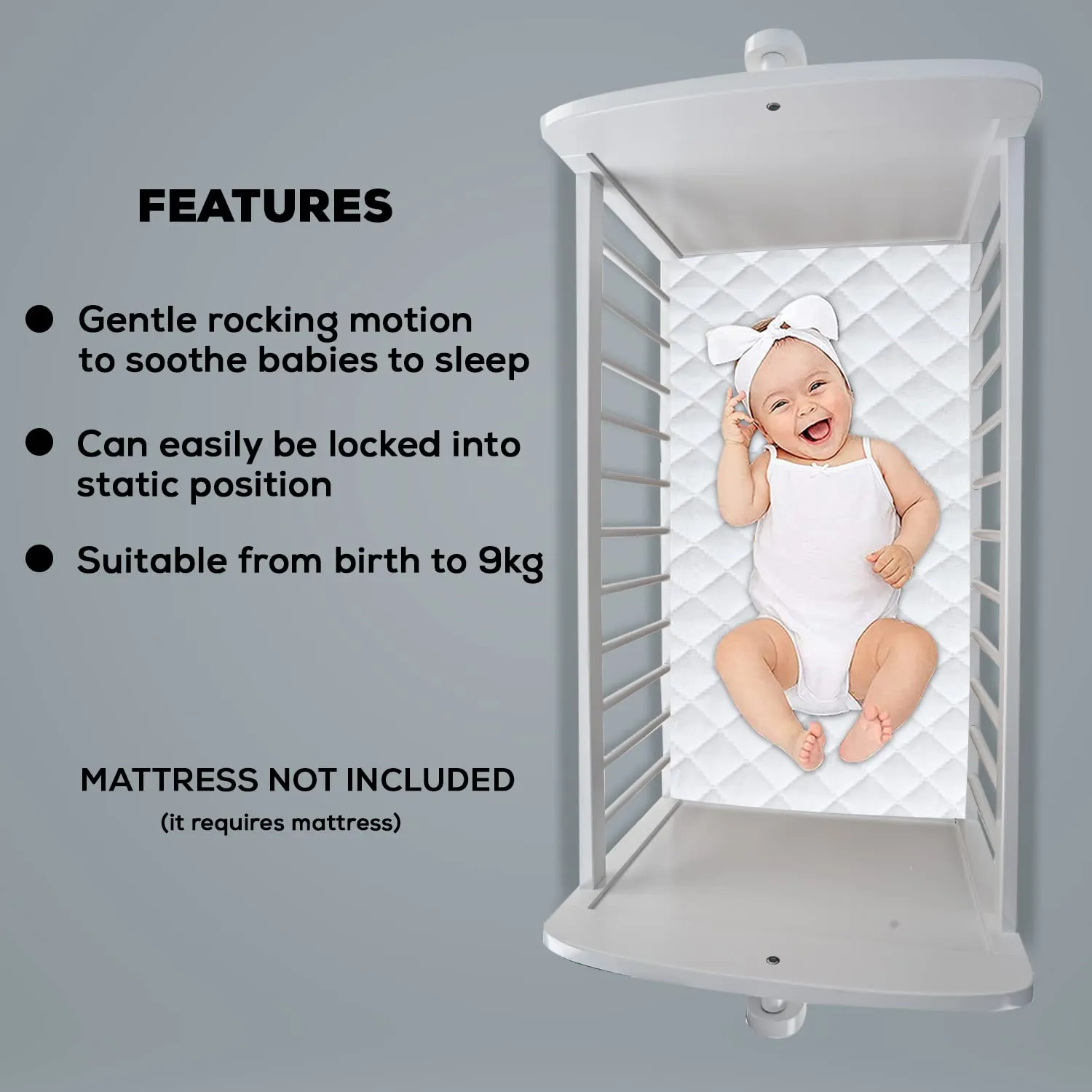 BAYBEE Lucenta Cradle for Baby with Adjustable Height, Baby Cot, Mosquito Net & Mattress