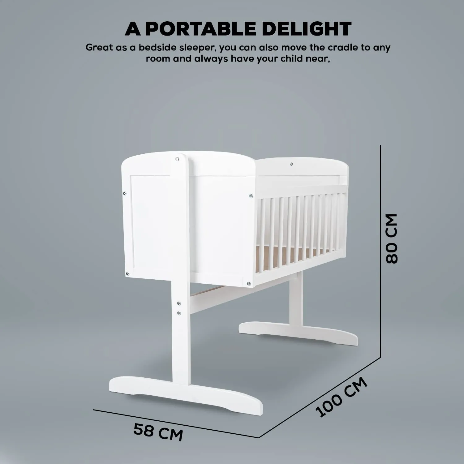 BAYBEE Lucenta Cradle for Baby with Adjustable Height, Baby Cot, Mosquito Net & Mattress