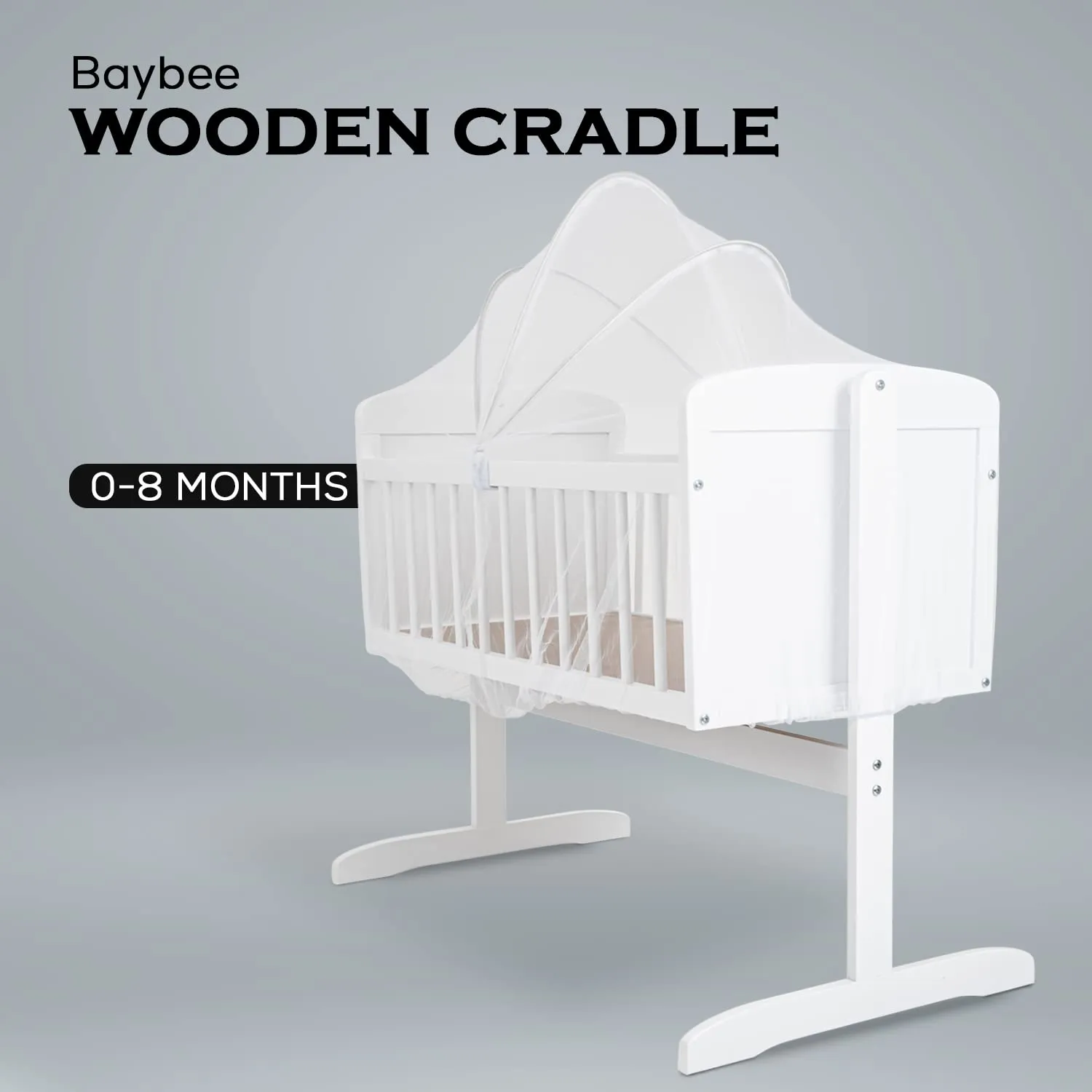 BAYBEE Lucenta Cradle for Baby with Adjustable Height, Baby Cot, Mosquito Net & Mattress