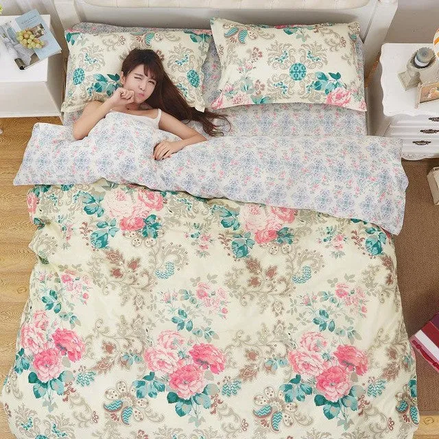 bedding set 5 size Green Spirit bedding set duvet cover set Korean bed sheet  duvet cover  pillowcase pink bed cover  bed linen