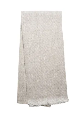 Beige Fringe Linen Tea Towel