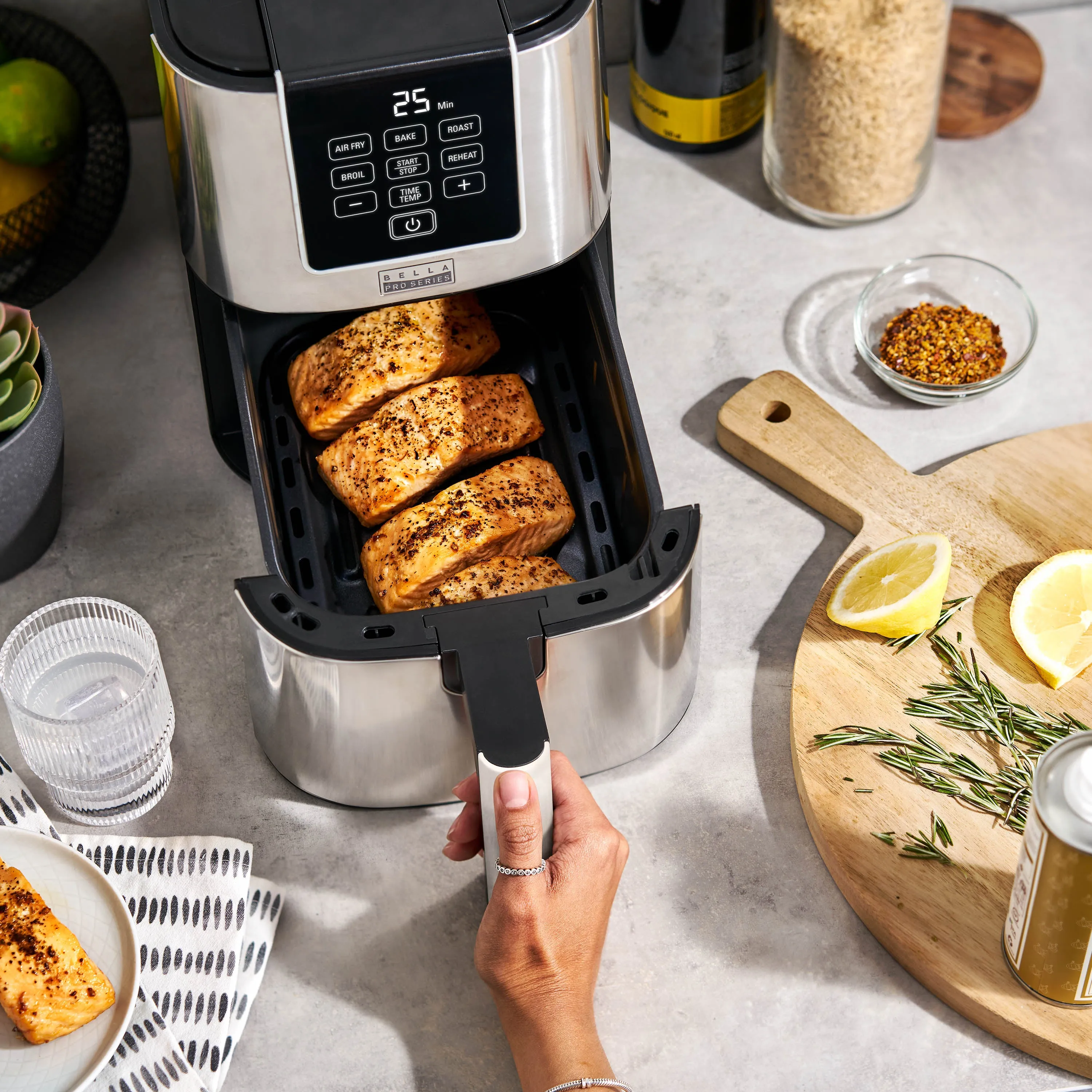 Bella Pro 4.0QT Digital Space Savings Air Fryer, Stainless Steel