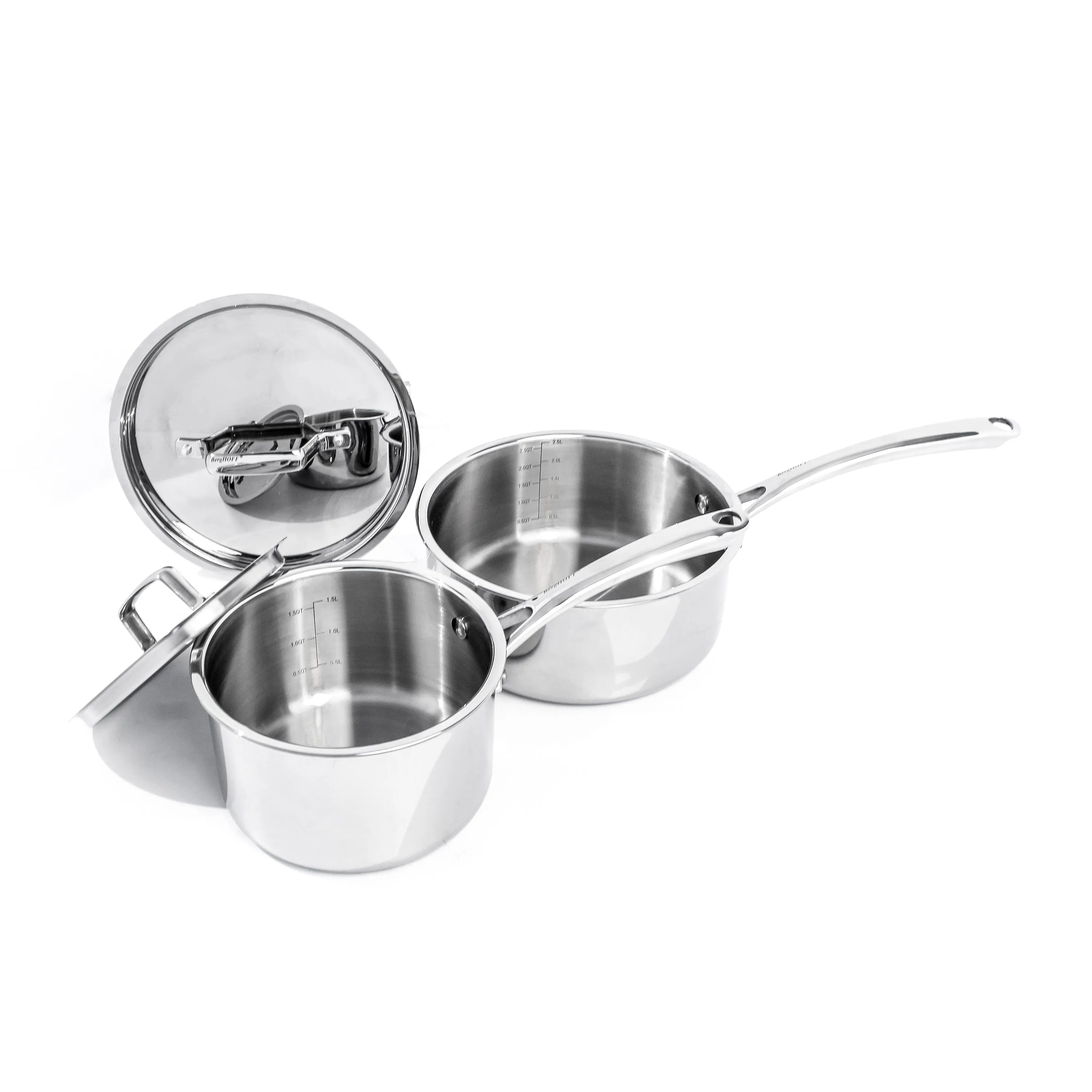 BergHOFF Professional Tri-Ply 18/10 Stainless Steel 8" Saucepan with SS Lid, 3.3qt.