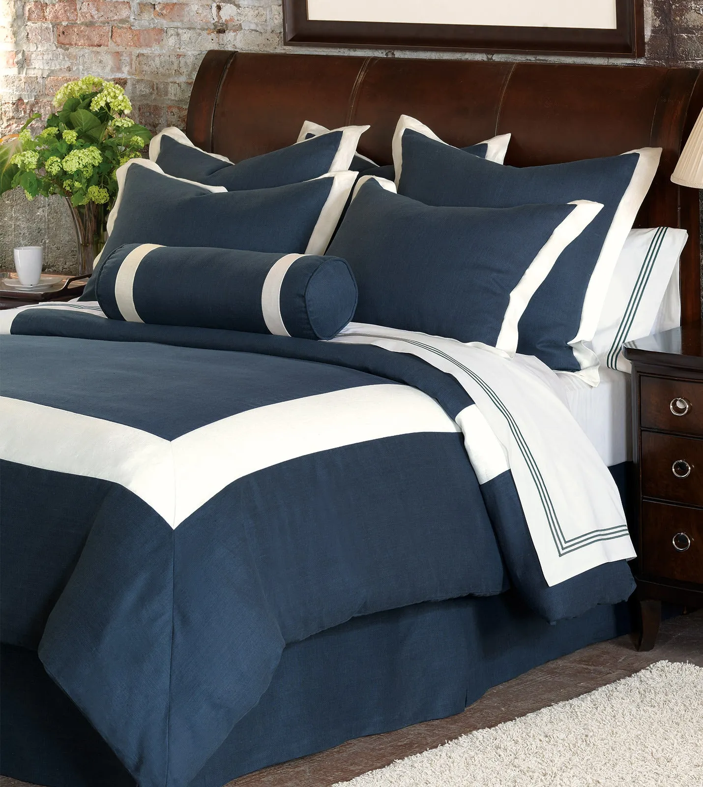 Beverly Linen Duvet Cover in Blue (Queen 88x90)