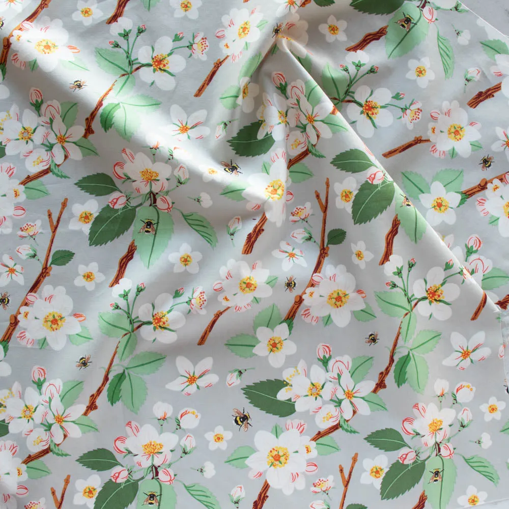 Birch Organic Cotton Poplin - Flowering Trees by Oana Befort - Apple Blossom