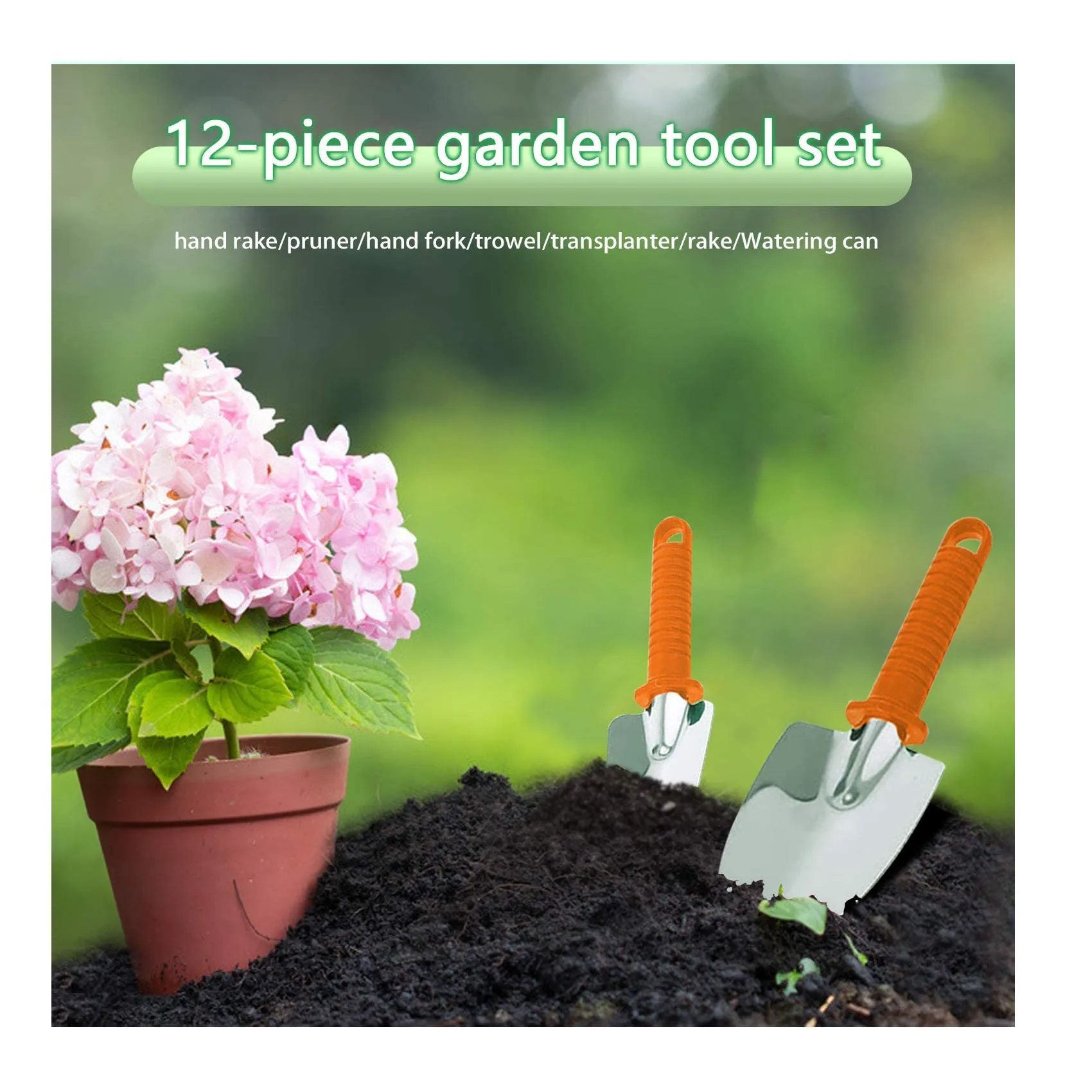 Bnchi Gardening Tools Set | 14 Pieces | Color Orange