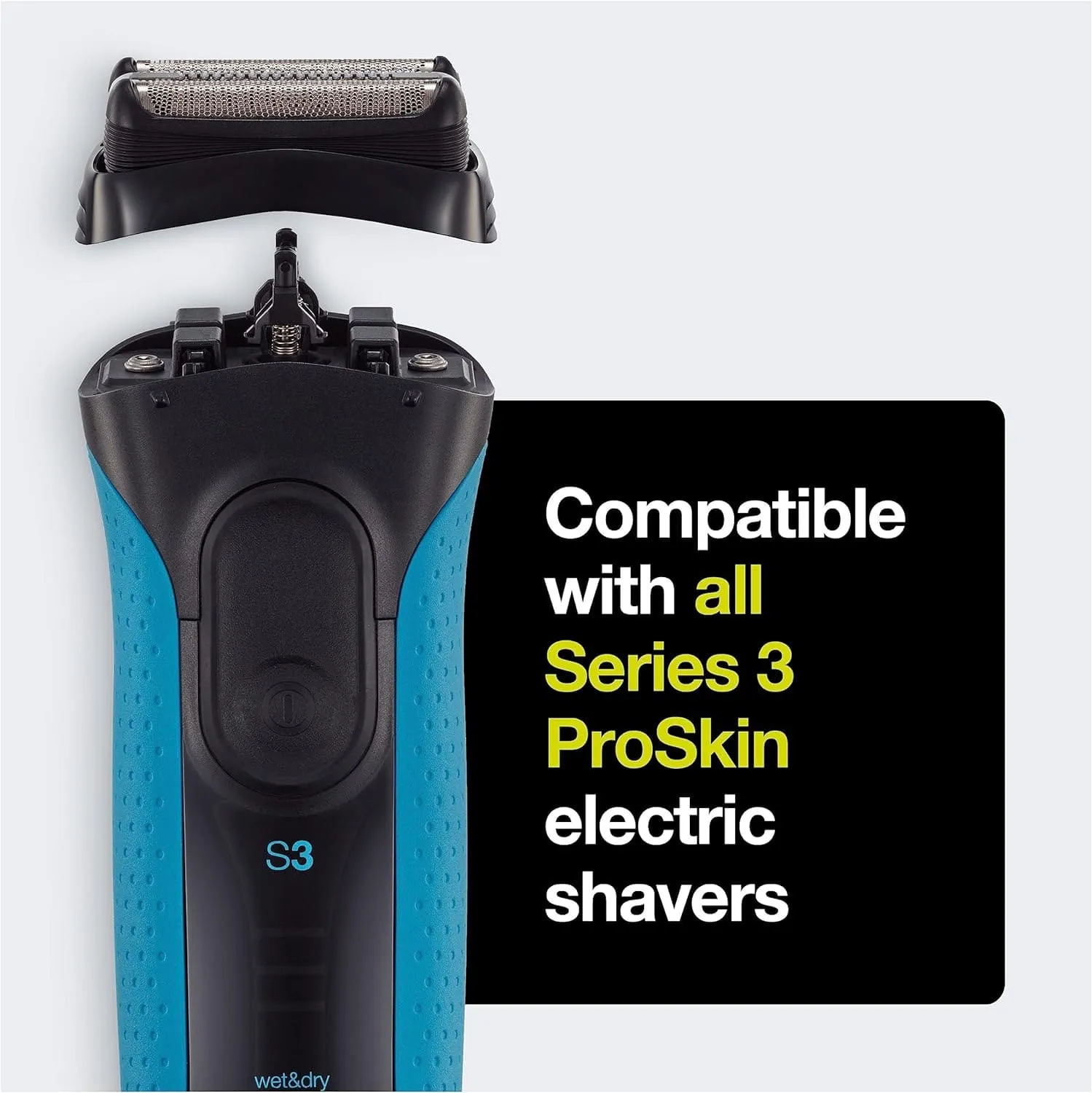 Braun Series 3 Electric Shaver Replacement Head, Easily Attach Your New Shaver Head, Compatible With All Series 3 ProSkin Electric Shavers, 32S, Silver