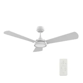 BRISA 56 inch 3-Blade Smart Ceiling Fan with LED Light & Remote Control - White/White