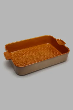 Brown Rectangle Embossed Baking Dish (Medium)