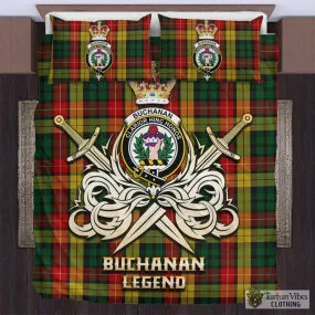 Buchanan Tartan Bedding Set with Clan Crest and the Golden Sword of Courageous Legacy